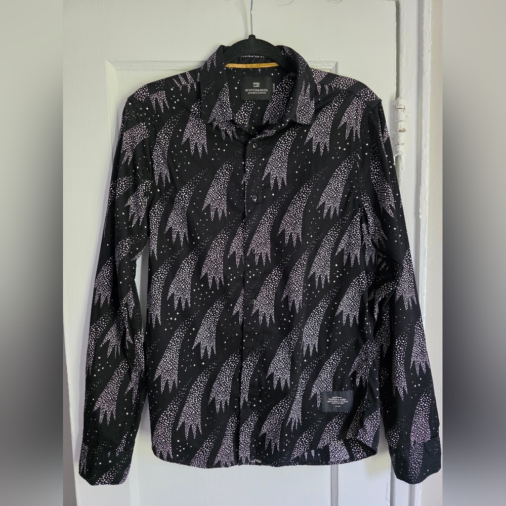 Scotch & Soda Black Shirt with White Star Print